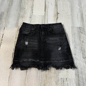7 for all Mankind Girls Size 12 Frayed Denim Skirt Black Destructed Denim